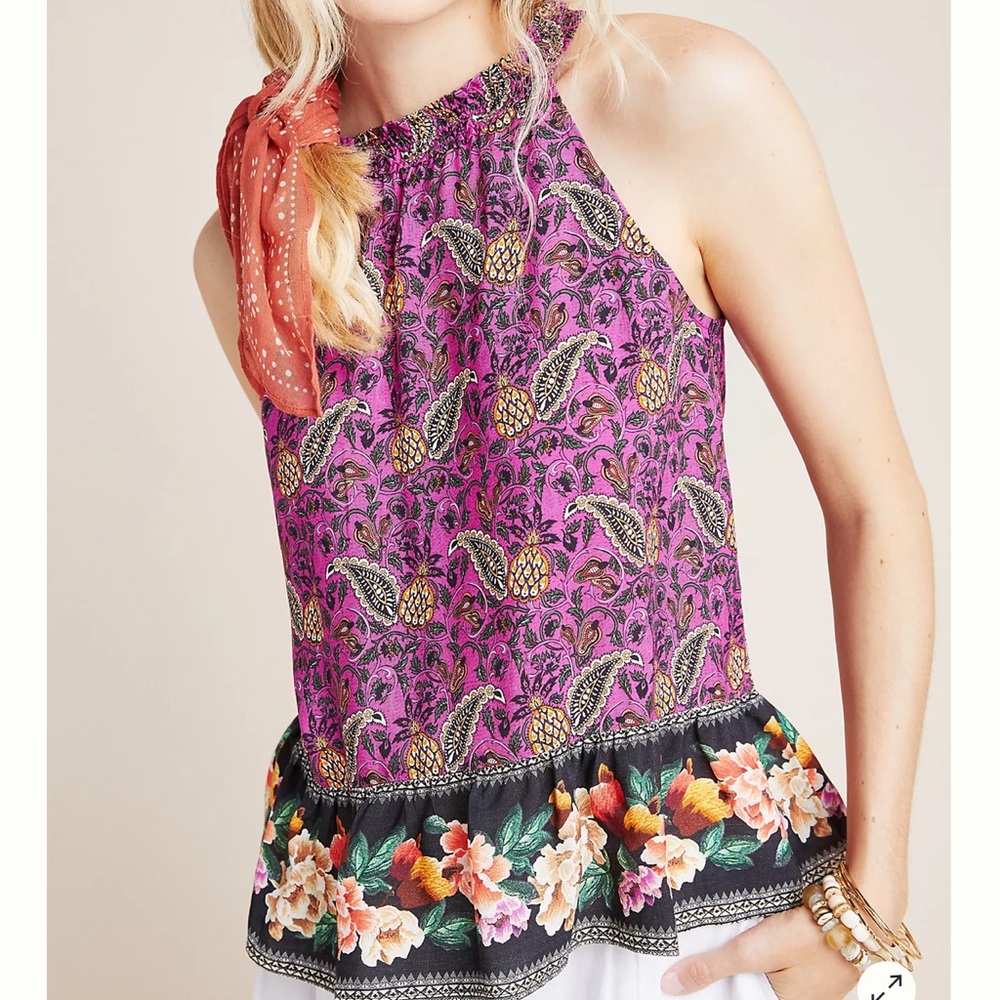 Farm Rio Anthropologie Mikah Halter Top
